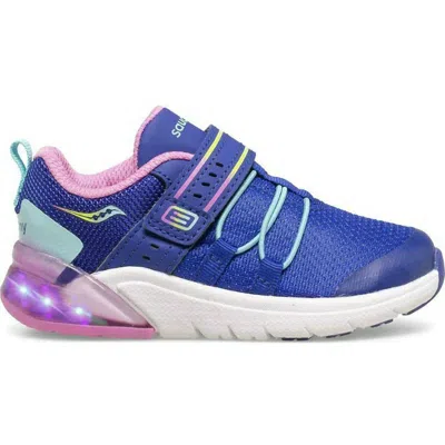 Saucony Kids' Girl's Flash Glow Jr Sneaker In Navy/pink In Blue