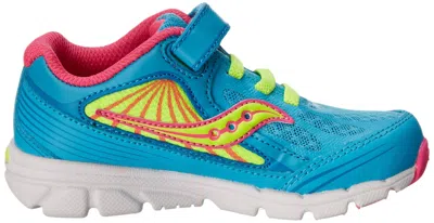 Saucony Kids' Girl's Kinvara 5 Running Shoe In Blue/pink/citron In Animal Print