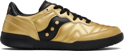 Saucony Gold & Black 586i Leather Sneakers