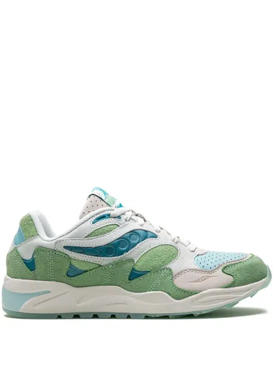 Saucony Grid Shadow 2 Panelled Suede Sneakers In Green