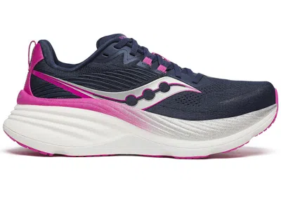 Pre-owned Saucony Hurricane 24 (women's) Sneakers In Navy Blue/fuchsia