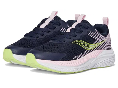 Saucony Hurricane Kdz (little Kid) Kid's Shoes Navy/pink : 3 Little Kid M, Leather