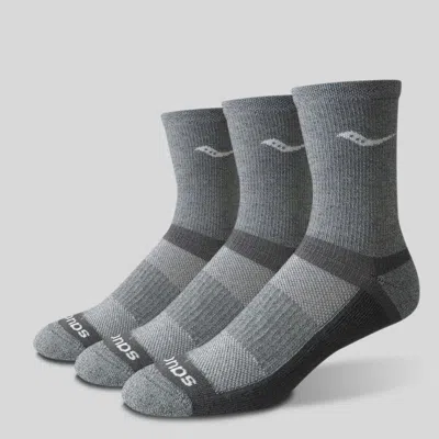 Saucony Inferno Cushion Mid 3-pack Sock Grey In Gray