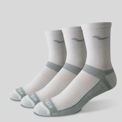 Saucony Inferno Cushion Mid 3-pack Sock White In Gray