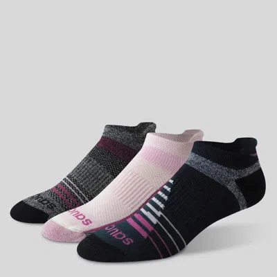 Saucony Inferno Merino Wool Blend No Show 3-pack Sock Pink In Multi