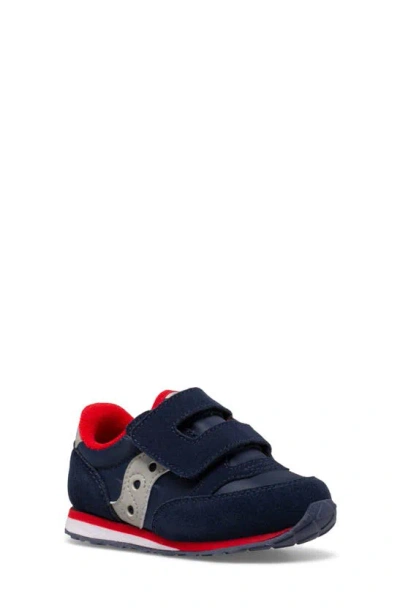 Saucony Kids' Jazz Hook & Loop Sneaker In Navy/ Grey/ Red