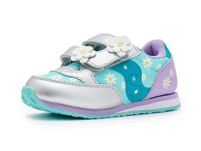 Saucony Jazz Hook Loop Sneaker (toddler/little Kid) Kid's Shoes Silver/teal : 7.5 Toddler M, Rubber/suede/te In Multi