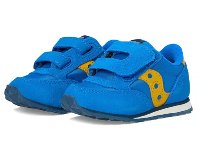 Saucony Jazz Hook Loop Sneaker (toddler/little Kid) Kids Shoes Blue/yellow : 4 Toddler M, Suede/textile In Multi