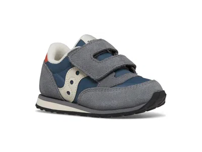 Saucony Jazz Hook Loop Sneaker (toddler/little Kid) Kids Shoes Grey/blue/orange : 4 Toddler M, Suede/textile In Multi