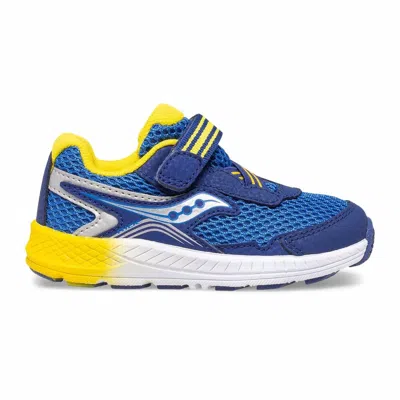 Saucony Kids' Junior Boy's Ride 10 Sneakers In Blue/yellow In Black