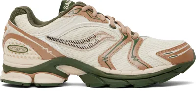Saucony Khaki & Off-white Seanella Abraham Edition Progrid Triumph 4 Sneakers In Cream/doe