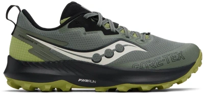 Saucony Khaki Peregrine 14 Gtx Sneakers In Green