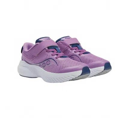Saucony Kid's Kinvara 14 Sneakers In A/c Grape/indigo In Purple