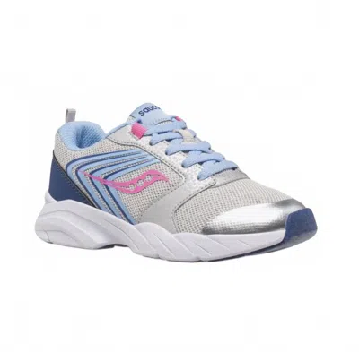Saucony Kid's Wind Fst Ltt Sneakers In Silver/blue/pink In Multi