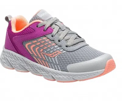 Saucony Kid's Wind Sneakers In Purple/gray