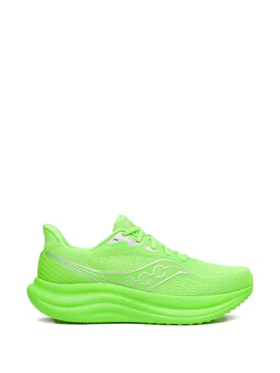 Saucony Neon Green Running Shoes With Breathable Mesh Upper
