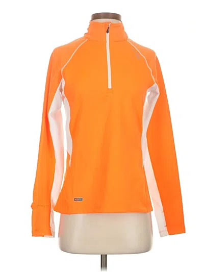 Pre-owned Saucony Long Sleeve Top Orange Mock Neckline Tops