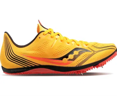 Saucony Men's Endorphin 3 Spikes Shoes In Vizi Gold/vizi Red In Multi