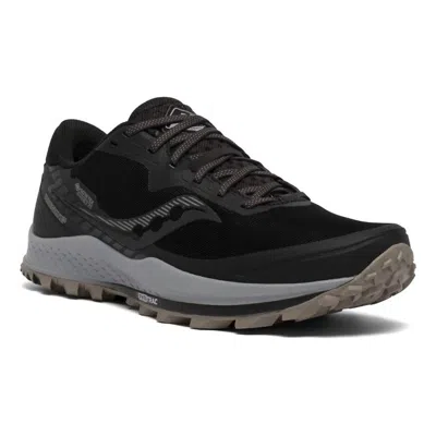 Saucony Men's Peregrine 11 Gtx Waterproof Trail Running Sneakers In Black/gravel In Multi