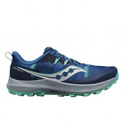 Saucony Men's Peregrine 14 Trail Running Shoes In Navy/mint In Multi