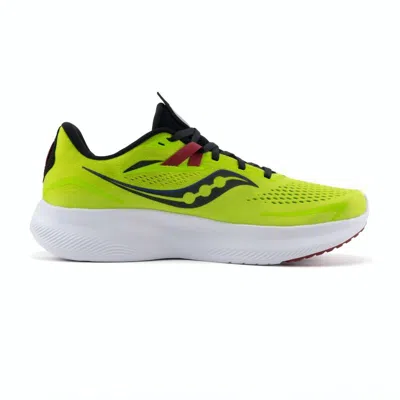 Saucony Men's Ride 15 Running Shoes In Acid Lime/spice In Green