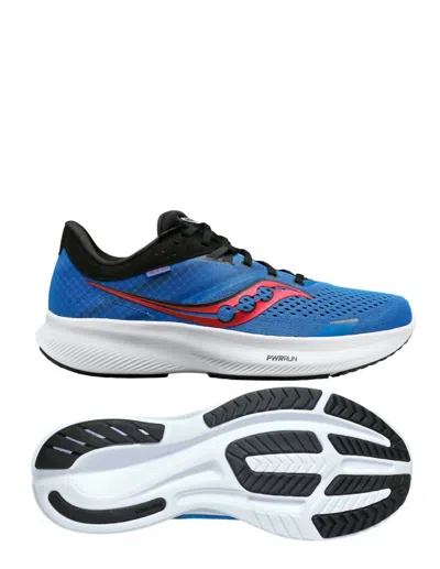 SAUCONY MEN'S RIDE 16 RUNNING SHOES IN HYDRO/ BLACK BLUE
