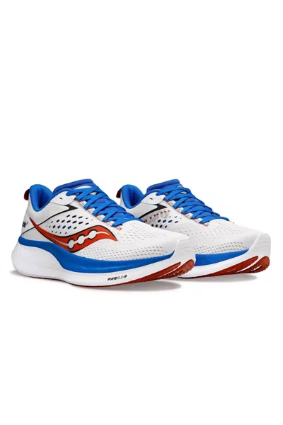Saucony Men's Ride 17 Shoes In White/cobalt