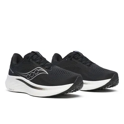 SAUCONY MEN'S RIDE 18 RUNNING SHOES IN BLACK/WHITE