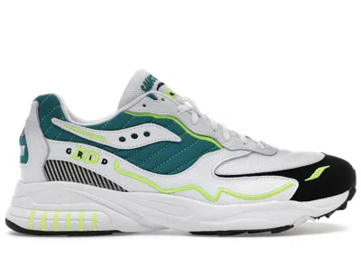Pre-owned Saucony Men's  3d Grid Hurricane Lime Sneakers In White/green