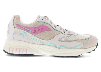 Pre-owned Saucony Men's  3d Grid Hurricane Premium Sneakers In Cream/pink