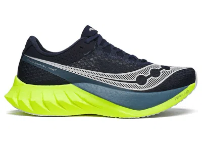 Pre-owned Saucony Men's  Endorphin Pro 4 Sneakers In Navy Blue/citron