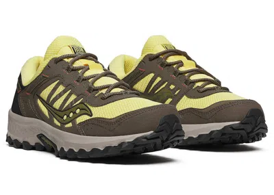 Pre-owned Saucony Men's  Grid Peak Sneakers In Yellow/walnut