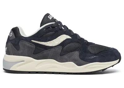 Pre-owned Saucony Men's  Grid Shadow 2 Essential Sneakers In Navy Blue/cream