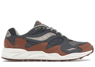 Pre-owned Saucony Men's  Grid Shadow 2 Secure Pack Sneakers In Grey/brown
