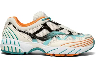 Pre-owned Saucony Men's  Grid Web Sneakers In Tan/black/blue