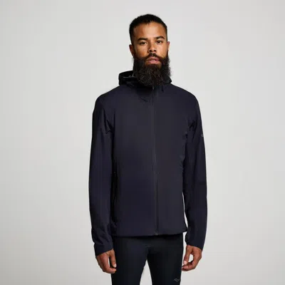 Saucony Men's  Hurricane Waterproof Jacket Black In Blue