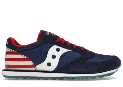 Pre-owned Saucony Men's  Jazz Low Pro Stars & Stripes Sneakers In Navy Blue/white
