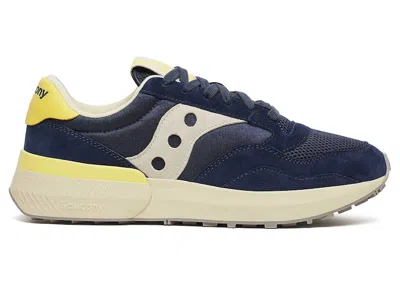 Pre-owned Saucony Men's  Jazz Nxt Premium Sneakers In Navy Blue/yellow In Multi