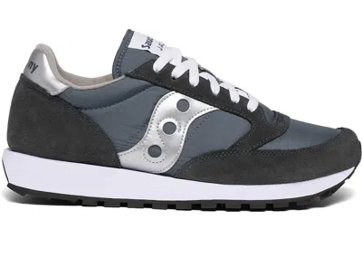 Pre-owned Saucony Men's  Jazz Original White Sneakers In Navy Blue/silver