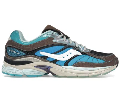 Pre-owned Saucony Men's  Progrid Omni 9 Footpatrol Sneakers In Blue/brown In Multi