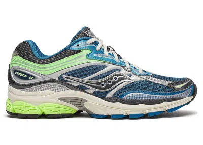 Pre-owned Saucony Men's  Progrid Omni 9 Sneakers In Blue/lime In Multi