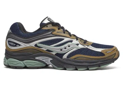 Pre-owned Saucony Men's  Progrid Omni 9 Tomorrow, Meet Yesterday Pack Sneakers In Brown/navy Blue In Multi