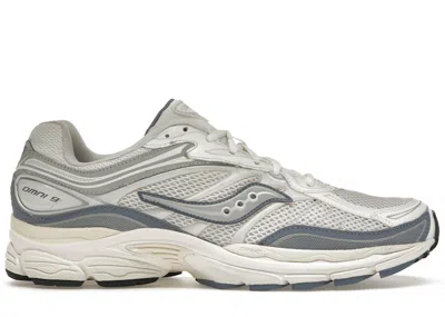 Pre-owned Saucony Men's  Progrid Omni 9 Tomorrow, Meet Yesterday Pack Sneakers In Ivory/blue