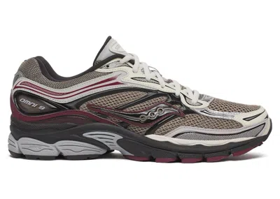 Pre-owned Saucony Men's  Progrid Omni 9 Tomorrow, Meet Yesterday Pack Sneakers In Tan/maroon In Multi