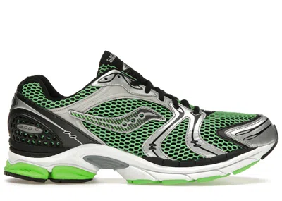 Pre-owned Saucony Men's  Progrid Triumph 4 Black Sneakers In Green/silver In Multi