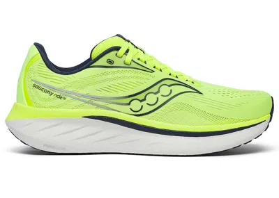 Pre-owned Saucony Men's  Ride 18 Sneakers In Citron/navy Blue