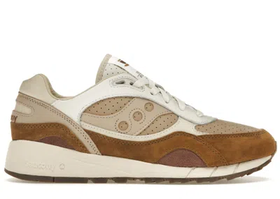 Pre-owned Saucony Men's  Shadow 6000 Cappuccino Sneakers In White/brown