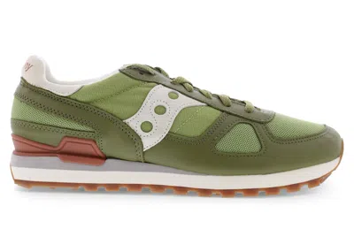 Pre-owned Saucony Men's  Shadow Original Brown Sneakers In Olive/white
