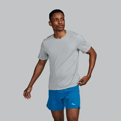 Saucony Men's  Stopwatch Short Sleeve Lightgreyheather In Gray