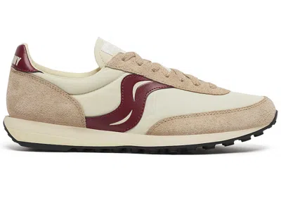 Pre-owned Saucony Men's  Trainer 80 Original Sneakers In Beige/burgundy